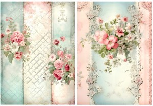 Papier ryżowy A4 Artando do decoupage - Kwiaty, rustykalne róże, Vintage, wzorki