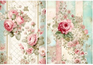 Papier ryżowy A4 Artando do decoupage - Kwiaty, rustykalne róże, Vintage, wzorki 