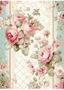 Papier ryżowy A4 Artando do decoupage - Kwiaty, rustykalne róże, Vintage, wzorki 