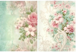 Papier ryżowy A4 Artando do decoupage - Kwiaty, rustykalne róże, Vintage, wzorki 
