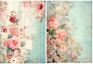Papier ryżowy A4 Artando do decoupage - Kwiaty, rustykalne róże, Vintage, wzorki 