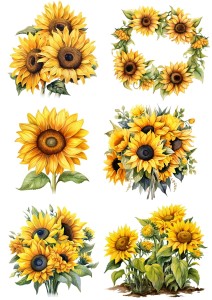 Papier ryżowy A4 Artando do decoupage - kwiaty, słoneczniki