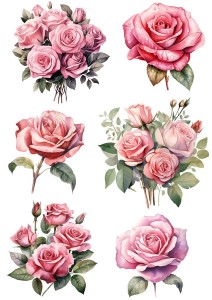 Papier ryżowy A4 Artando do decoupage - kwiaty, kwiatki, róże