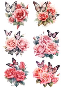 Papier ryżowy A4 Artando do decoupage - kwiaty, kwiatki, róże, motyle