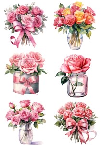 Papier ryżowy A4 Artando do decoupage - kwiaty, kwiatki, róże, bukiety 