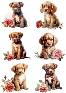 Papier ryżowy A4 Artando do decoupage - psy, pieski, kwiaty, róże