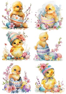 Papier klasyczny A4 do decoupage - Wielkanoc, kurczaki, pisanki, kwiaty