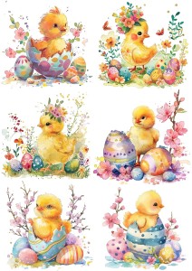 Papier klasyczny A4 do decoupage - Wielkanoc, kurczaki, pisanki, kwiaty