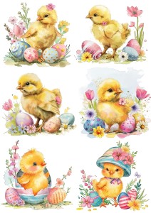 Papier klasyczny A4 do decoupage - Wielkanoc, kurczaki, pisanki, kwiaty