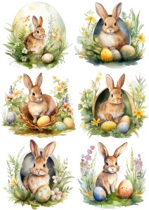 Papier klasyczny A4 do decoupage - Wielkanoc, zające, zajączki, pisanki, kwiaty