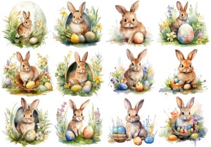 Papier klasyczny A4 do decoupage - Wielkanoc, zające, zajączki, pisanki, kwiaty