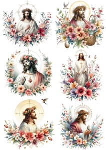 Papier klasyczny A4 do decoupage - Wielkanoc, Jezus, pisanki, kwiaty