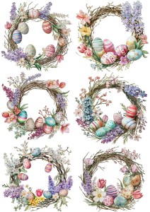 Papier klasyczny A4 do decoupage - Wielkanoc, pisanki, kwiaty, wianki