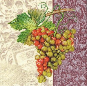 Serwetka decoupage mała 25x25cm - winogrona, wzorki