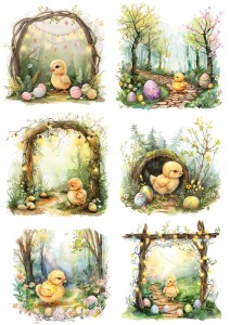 Papier ryżowy A4 Artando do decoupage - Wielkanoc, kurczaki, pisanki, las
