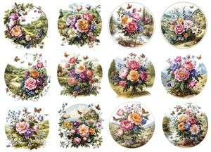 Papier ryżowy A4 Artando do decoupage - kwiaty, kwiatki, bukiety, motyle, widoki