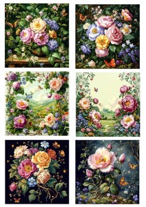 Papier ryżowy A4 Artando do decoupage - kwiaty, kwiatki, bukiety, motyle, widoki