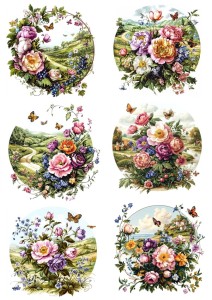 Papier ryżowy A4 Artando do decoupage - kwiaty, kwiatki, bukiety, motyle, widoki