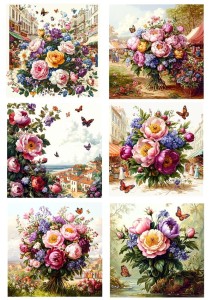 Papier ryżowy A4 Artando do decoupage - kwiaty, kwiatki, bukiety, motyle, widoki