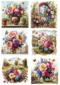 Papier ryżowy A4 Artando do decoupage - kwiaty, kwiatki, bukiety, motyle, widoki