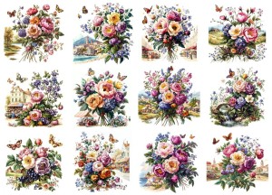 Papier ryżowy A4 Artando do decoupage - kwiaty, kwiatki, bukiety, motyle, widoki 