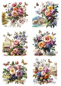 Papier ryżowy A4 Artando do decoupage - kwiaty, kwiatki, bukiety, motyle, widoki
