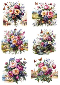Papier ryżowy A4 Artando do decoupage - kwiaty, kwiatki, bukiety, motyle, widoki