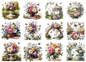 Papier ryżowy A4 Artando do decoupage - kwiaty, kwiatki, bukiety, motyle, widoki