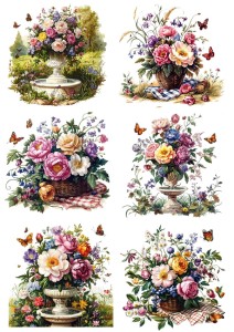 Papier ryżowy A4 Artando do decoupage - kwiaty, kwiatki, bukiety, motyle, widoki