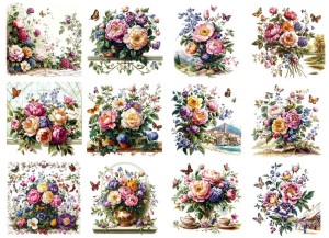 Papier ryżowy A4 Artando do decoupage - kwiaty, kwiatki, bukiety, motyle, widoki