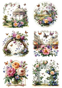 Papier ryżowy A4 Artando do decoupage - kwiaty, kwiatki, bukiety, motyle, widoki