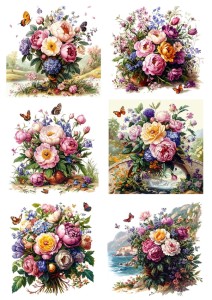 Papier ryżowy A4 Artando do decoupage - kwiaty, kwiatki, bukiety, motyle, widoki