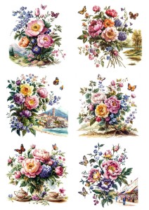 Papier ryżowy A4 Artando do decoupage - kwiaty, kwiatki, bukiety, motyle, widoki 