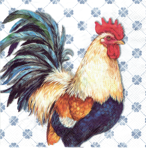 Serwetka decoupage 33x33 cm - Wielkanoc, kogut, ptak