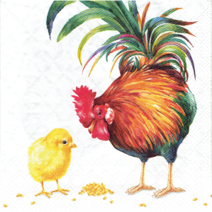 Serwetka decoupage 33x33 cm - Wielkanoc, kogut, kurczak, ptak