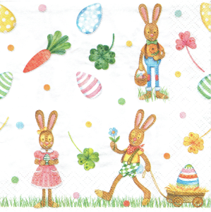 Serwetka decoupage 33x33 cm - Wielkanoc, zające, zajączki, pisanki