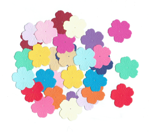 Scrapki papierowe kwiaty, kwiatki wytłaczane 27mm 30szt