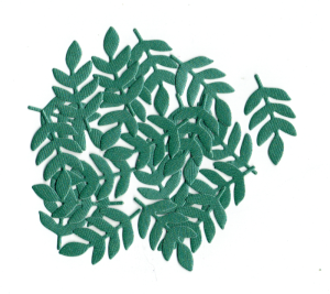 Scrapki papierowe zielone perłowe liście, listki 36mm 20 sztuk