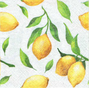 Serwetka decoupage mała 25x25cm - cytryny, owoce, liście