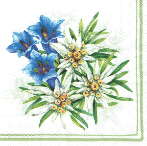 Serwetka decoupage mała 25x25cm - kwiaty, goryczka i szarotka