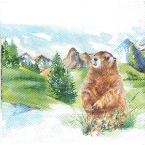 Serwetka decoupage mała 25x25cm - zwierzęta, ptaki, rośliny, góry, górska przyroda