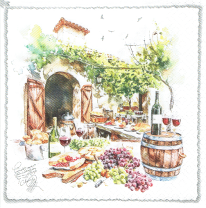 Serwetka decoupage 33x33 cm - winnica, winogrona, wino