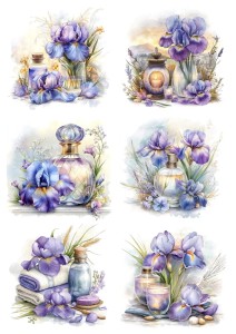 Papier ryżowy A4 Artando do decoupage - kwiaty, irysy, świece, słoiki