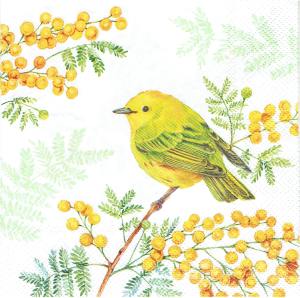 Serwetka decoupage 33x33 cm - ptaki, owoce, gałązki