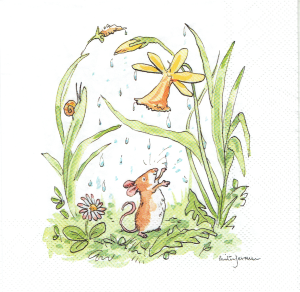 Serwetka decoupage 33x33 cm - mysz, myszka, kwiaty