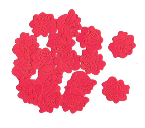 Scrapki papierowe kwiaty, róże 30mm 16 sztuk - czerwone