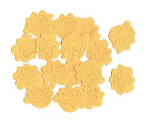 Scrapki papierowe kwiaty, róże 30mm 16 sztuk - żółte