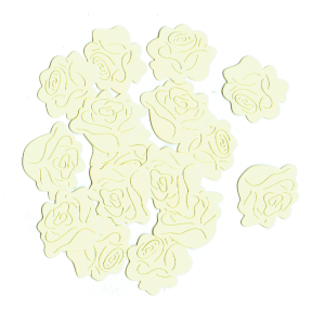 Scrapki papierowe kwiaty, róże 30mm 16 sztuk - jasnożółte