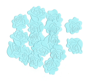 Scrapki papierowe kwiaty, róże 30mm 16 sztuk - jasnoniebieskie