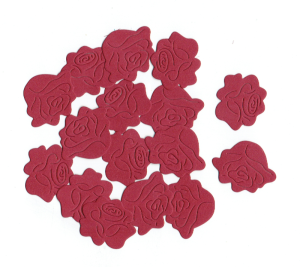 Scrapki papierowe kwiaty, róże 30mm 16 sztuk - bordowe
